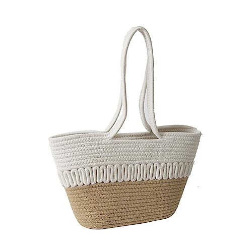 BUBEFSKD Gewebter Einkaufstasche Käufer Freizeit Handtaschen Große Kapazität Freizeit Schulterbeutel Für Frauen Mode Taschen Reisen Tote Tasche Mit Seidenschal von BUBEFSKD