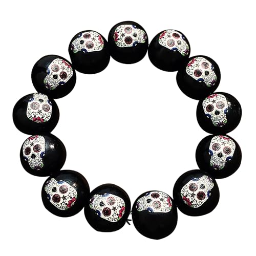BUBEFSKD Halloween Handgelenk Kette Holzperlen Armband Festliche Perlen Armreifen Trendy Holiday Party Accessoire Frauenschmuck Halloween Schmuckstücke von BUBEFSKD