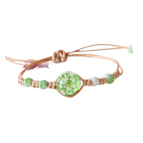 BUBEFSKD Handgefertigter Geflochtenes Armband Keramikglasblütenperle Und Verstellbares Wachskabel Handchain Handgelenk Accessoire Für Frauen Gewachertes Schnur von BUBEFSKD