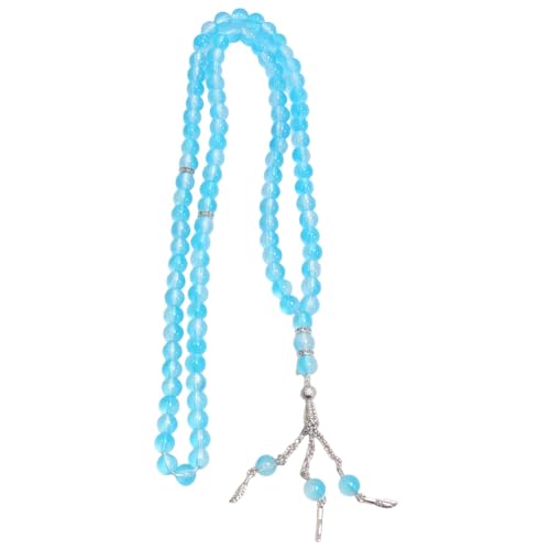 BUBEFSKD Handgefertigtes Seeblau Doppelschatten Faux Achat Armband 99 Perlen Irritierende Resistente Design Für Verlängerte Verschleißkomfort Formaler Anlass Perlenzubehör von BUBEFSKD