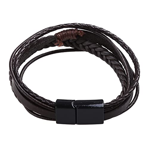 BUBEFSKD Herren Lederarmband Mit Magnetischem Verschluss Mehrschichtig Geflochten von BUBEFSKD