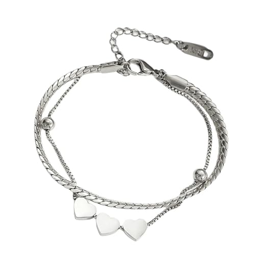 BUBEFSKD Herzhänger Armband Trendy Women Kette Schmuck Edelstahl Textur Geeignet Für Lässige Und Besondere Anlässe Multilayer Armband Für Frauen BUBEFSKD Herzhänger Armband Trendy Women Kette Schmuck Edelstahl Textur Geeignet Für Lässige Und Besondere Anlässe Multilayer Armband Für Frauen von BUBEFSKD