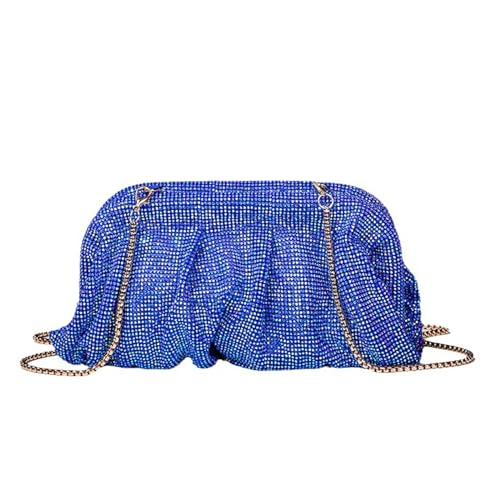 BUBEFSKD Hochzeitskupplung Lady Geldbeutel Umhängetasche Frauen Mädchen Plissierte Kettenbeutel Für Party Cocktail Bankett Crossbody Abend Strasshilfe Abend Pliseger Lady Geldbeutel Banquet von BUBEFSKD
