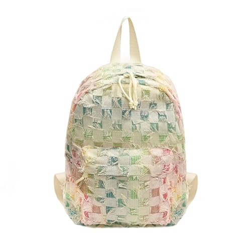 BUBEFSKD Japaner Vintage Buntes Zerrissenes Denims Schultasche Frauen Mädchen Großer Kapazität Studnet Rucksack Für Travel Casual Capacity Student Bag Rucksack von BUBEFSKD