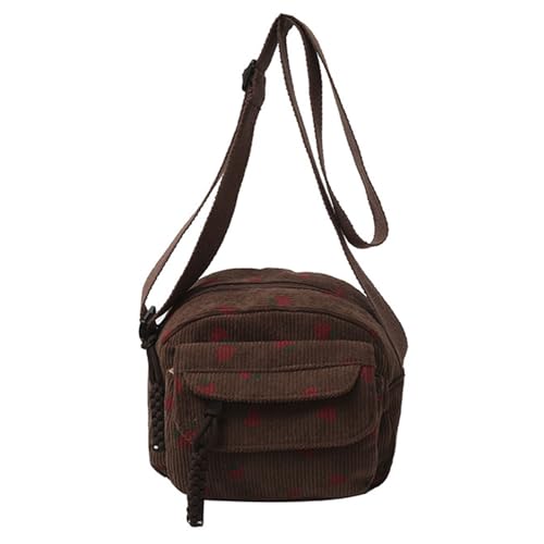 BUBEFSKD Japanische Cord Crossbody Tasche Mit Süßem Erdbeermuster Kompakt Kleine Schultertasche Für Frauen Und Mädchen Frauen Kleine Umhängetasche von BUBEFSKD