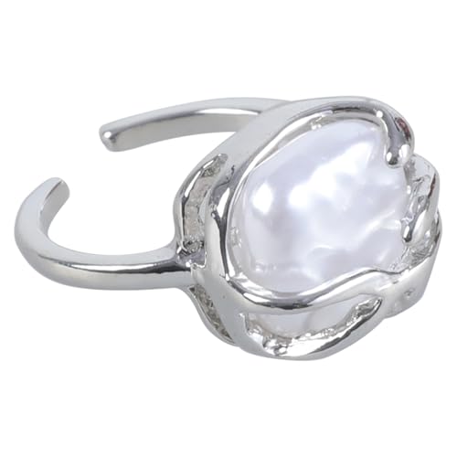 BUBEFSKD Koreanischer Kristallring Für Frauen Die Opal Unregelmäßige Offene Ringe Glänzen Vintage Geometrische Y2K Trend Mode Fingerschmuck Kristall Silberverstellbare Natursteinringe Open Silber von BUBEFSKD