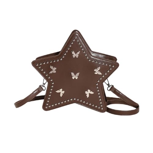 BUBEFSKD Kreativer Sternform Umhängetaschen Reise Rucksack Mit Verstellbarem Riemen Pu Leder Lässig Mode Rivet Rucksack Mode Rivet Schulter von BUBEFSKD