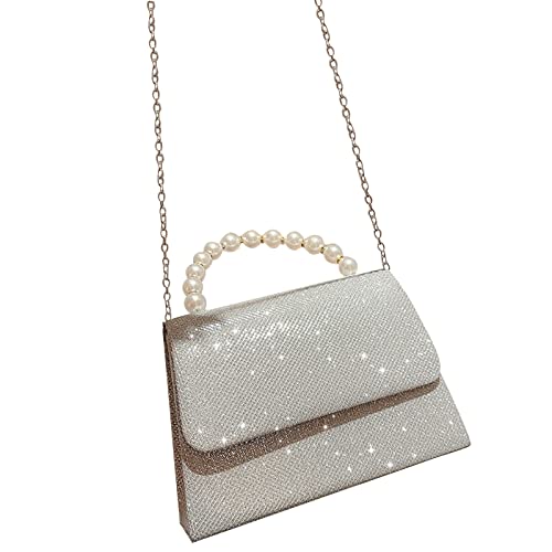 BUBEFSKD Lady Hochzeitskupplungen Cocktail Umhängetasche Frauen Formelle Abendparty Bankett Glitter Geldbeutel Handtasche Strassabendsasche Mit Abnehmbarer Kette Funkeln von BUBEFSKD