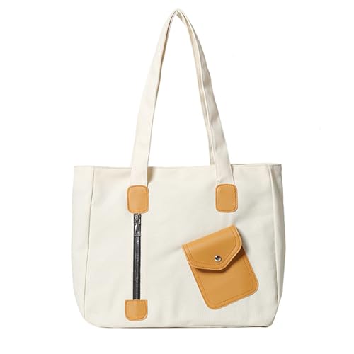 BUBEFSKD Leinwandtasche Damen Schulterhandtasche Mit Äußerer Tasche Reißverschluss Käufer Mädchen Handtaschen Leinwand Schulter Mit Reißverschluss von BUBEFSKD