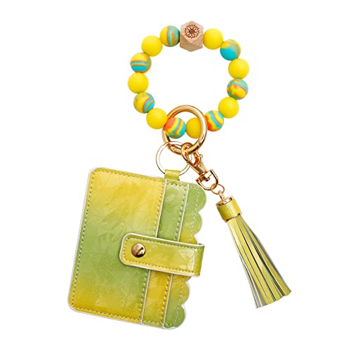 BUBEFSKD Luminöser Silikonschlüsselranband Armband Perlen Wickelschlüsselkette Für Frauen Girl Card Wallet Car Keys Kettenhalter Bangle Kämpfer Kämpfer Keyring von BUBEFSKD