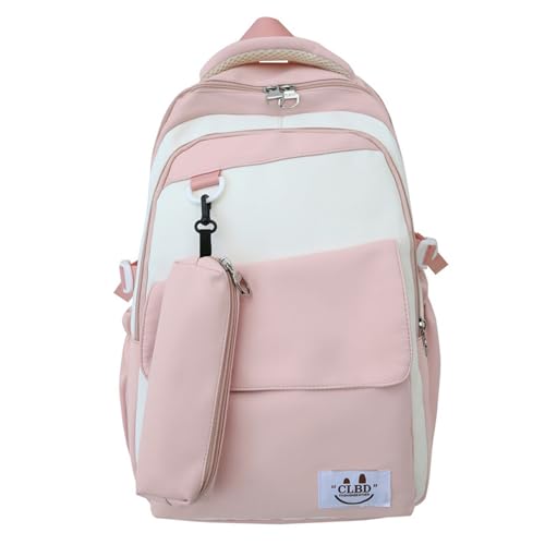 BUBEFSKD Mode Koreanische Kontrastfarbe Nylon Rucksack Großer Kapazitätsbuchbeutel Für Schule Und Reise Laptop Daypack Mit Geldbörse Verstellbarer Schultergurt Rucksack von BUBEFSKD