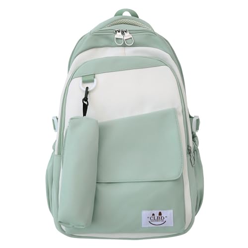 BUBEFSKD Mode Koreanische Kontrastfarbe Nylon Rucksack Großer Kapazitätsbuchbeutel Für Schule Und Reise Laptop Daypack Mit Geldbörse Verstellbarer Schultergurt Rucksack von BUBEFSKD