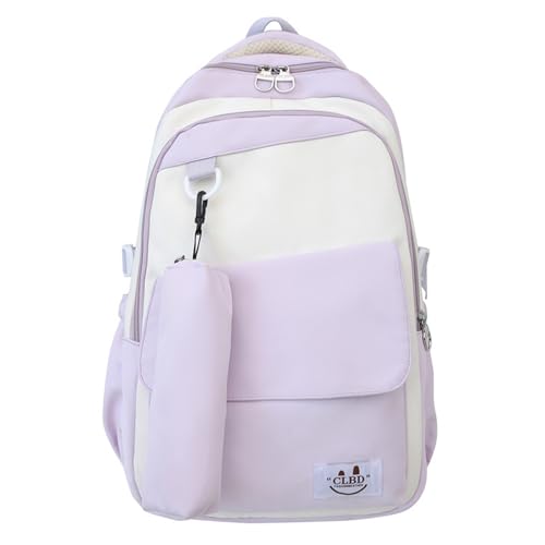 BUBEFSKD Mode Koreanische Kontrastfarbe Nylon Rucksack Großer Kapazitätsbuchbeutel Für Schule Und Reise Laptop Daypack Mit Geldbörse Verstellbarer Schultergurt Rucksack von BUBEFSKD
