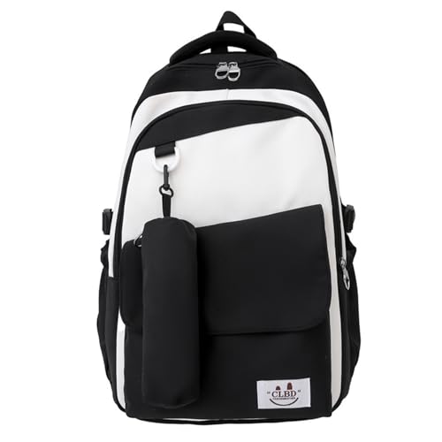 BUBEFSKD Mode Koreanische Kontrastfarbe Nylon Rucksack Großer Kapazitätsbuchbeutel Für Schule Und Reise Laptop Daypack Mit Geldbörse Verstellbarer Schultergurt Rucksack von BUBEFSKD