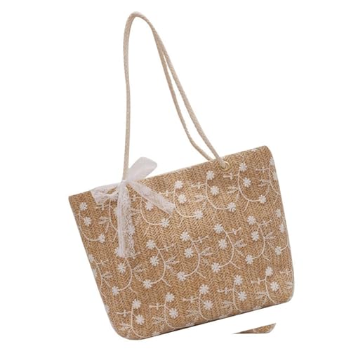 BUBEFSKD Mode Stroh Spitze Handtasche Große Kapazität Strand Blumenumhängetasche Für Frauen Urlaub Und Reisen Freizeitkäufer Freizeit Frauen von BUBEFSKD