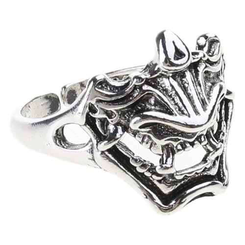 BUBEFSKD Modeschädel Dämon Silber Farbe Für Männer Frauen Biker Ornamente Kostümparty Geschenke Vintage Gothic Verstellbarer Dämon Schädel Kopfringe Für Frauen Männer Junge Menschen BUBEFSKD Modeschädel Dämon Silber Farbe Für Männer Frauen Biker Ornamente Kostümparty Geschenke Vintage Gothic Verstellbarer Dämon Schädel Kopfringe Für Frauen Männer Junge Menschen von BUBEFSKD