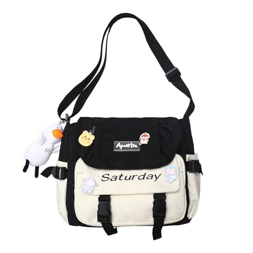 BUBEFSKD Modeumhängetasche Süßer Crossbody Für Die Schüler Vielseitige Schulbuch Trendy Großer Kapazität Messenger Stylish Canvas Geldbörse von BUBEFSKD