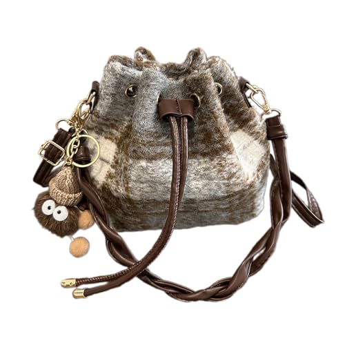 BUBEFSKD Modische Umhängetasche Für Frauen Kleine Kapazität Handtasche Einfacher Eimer Crossbody Dating Female Messenger Winter Schulter Für Frauen Messengerinnen Frau Eimer Crossbody von BUBEFSKD