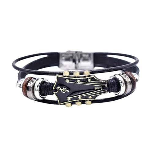 BUBEFSKD Multifauntales Lederarmband Gitarren Thema Armband Einstellbar Für Partys Und Casual Outings Gitarre Anhänger von BUBEFSKD