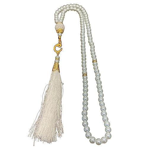 BUBEFSKD Muslime Gebetsperlen Armband Imitation Perlen 99 Rosenkranz Religiöser Schmuck Nachahmung Perlen Tassels Meditat Muslime Festival von BUBEFSKD