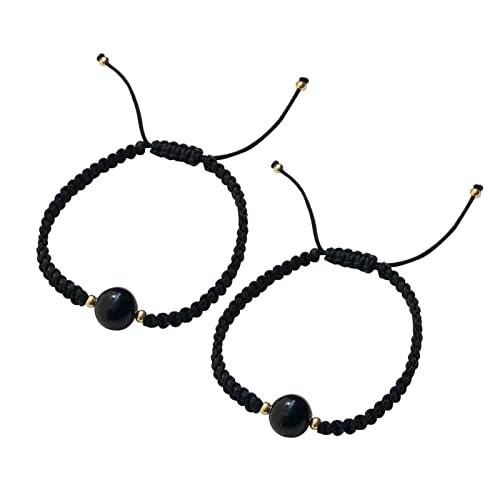 BUBEFSKD Natural Braid Armbänder Kristall Stein Erdbeere Für Frauen Paare Ehepaar Glückliches Schmuck Geschenkpaar Freund Und Freundin Him Und Ihr Verstellbares Armband Runde Perlen Geflecht von BUBEFSKD