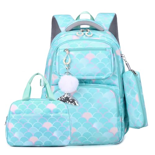 BUBEFSKD Nylon Rucksack Set Mit Modernem Druckmuster Mit Lunchbag Und Bleistiftkoffer Für Frauen Und Männerschule Rucksack Geeignet von BUBEFSKD
