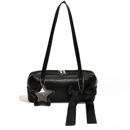 BUBEFSKD Outdoor Unterarmtasche Bowknot Handtasche Große Kapazität PU Leder Frauen Schulter Süße Lässige Handtaschen Bowknot Umhängetasche von BUBEFSKD