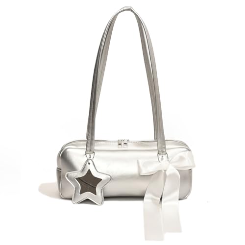 BUBEFSKD Outdoor Unterarmtasche Bowknot Handtasche Große Kapazität PU Leder Frauen Schulter Süße Lässige Handtaschen Bowknot Umhängetasche von BUBEFSKD
