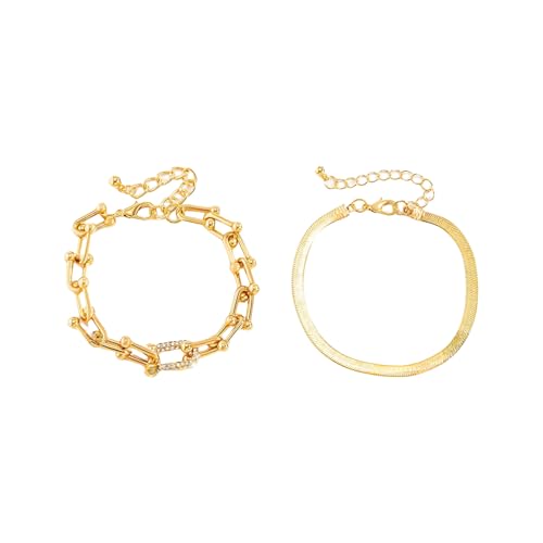 BUBEFSKD Praktische Kristalle U Link Verstellbares Armband Set Stapelbare Schmuckgeschenkdekoration Für Trendige Frauen Casual Wear Trendy Stapeling Armband von BUBEFSKD