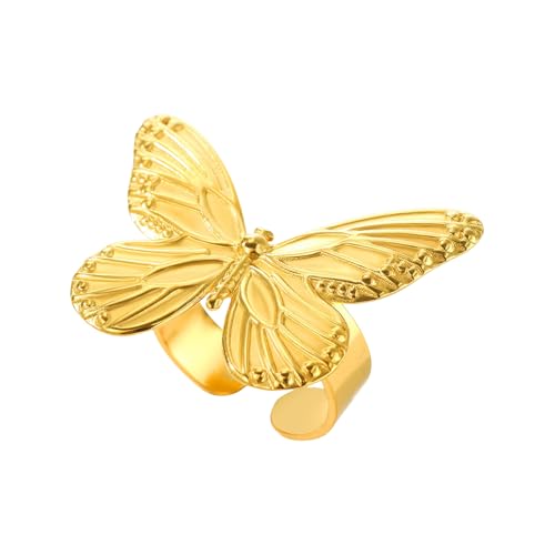 BUBEFSKD Schmetterling Verstellbare Ringe Öffnen Finger Open Edelstahltextur Für Jeden Anlass Stilvoller Geeignet BUBEFSKD Schmetterling Verstellbare Ringe Öffnen Finger Open Edelstahltextur Für Jeden Anlass Stilvoller Geeignet von BUBEFSKD