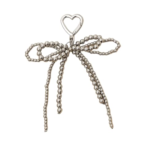 BUBEFSKD Schöne Legierung Perlen Bowknot Telefon Charme Ribbon Schmetterling Schlüsselbund Perlen Keyring Mode Bag Anhänger Für Frauen Tragbare Schlüsselhalter von BUBEFSKD