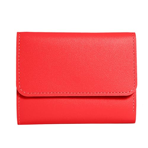BUBEFSKD Stilvolle Feste Farbe Frauen Taschenbrieftasche PU Leder Kurz Mit Klarem Fenster Geldbörse Zum Einkaufen Oder Arbeit Kompakt von BUBEFSKD