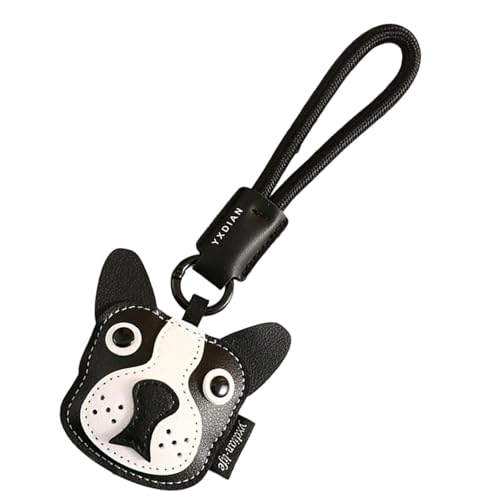 BUBEFSKD Stilvoller Lederhund Schlüsselhalter Weicher Und Praktischer Lederschlüsselungsbeutel Anhänger Mode Bags Dekoration Für Schüler Tragbarer Leichter Charme von BUBEFSKD