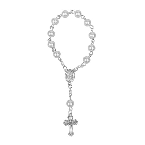 BUBEFSKD Taufe Bevorzugung Rosenkränke Armband Mit Kreuz Acryl Rosenkranzperlen Taufgunst Für Die Erste Kommunion Babypartie Taufarmband von BUBEFSKD