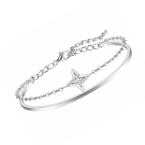 BUBEFSKD Trendseting Einstellbares Sternzirkonarmband Trendy Einstellbares Sternzirkonarmband Mit Doppelschicht Armreifen Für Party Mode Sucher von BUBEFSKD