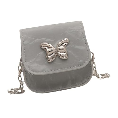 BUBEFSKD Vielseitige PU Leder Crossbody Geldbörse Mit Metall Schmetterling Ornament Mode Umhängetasche Kette Gurt Accessoire Freizeiteinkaufstasche von BUBEFSKD