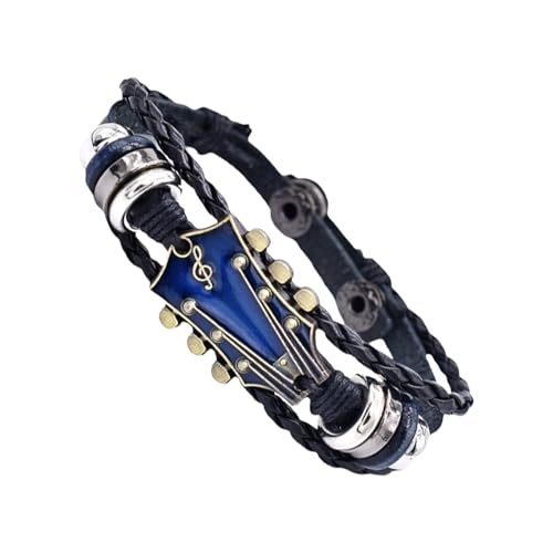BUBEFSKD Vintage Inspirierte Punk Gitarren Pendellanzband Verstellbare Handgewebte Lederarmband Stylish Music Enthusiast Accessoire Gothic Armband BUBEFSKD Vintage Inspirierte Punk Gitarren Pendellanzband Verstellbare Handgewebte Lederarmband Stylish Music Enthusiast Accessoire Gothic Armband von BUBEFSKD