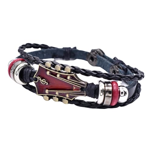 BUBEFSKD Vintage Inspirierte Punk Gitarren Pendellanzband Verstellbare Handgewebte Lederarmband Stylish Music Enthusiast Accessoire Gothic Armband BUBEFSKD Vintage Inspirierte Punk Gitarren Pendellanzband Verstellbare Handgewebte Lederarmband Stylish Music Enthusiast Accessoire Gothic Armband von BUBEFSKD