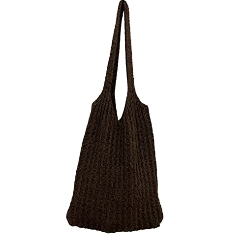 BUBEFSKD Vintage Strickbeutel Handtasche Große Kapazität Einheitlich Farbig Schulterverstürzt Für Straßendrollstraßentasche BUBEFSKD Vintage Strickbeutel Handtasche Große Kapazität Einheitlich Farbig Schulterverstürzt Für Straßendrollstraßentasche von BUBEFSKD