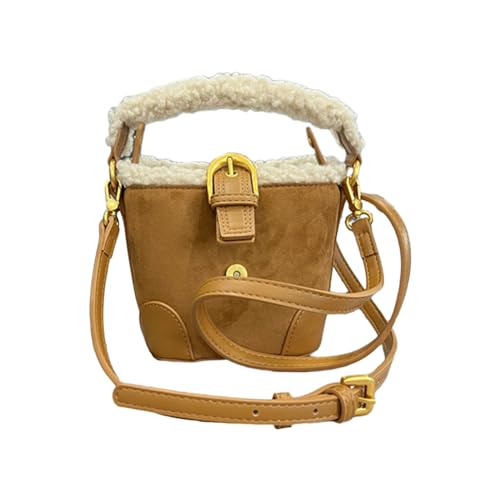 BUBEFSKD Winter Plüsch Umhängetasche Eimer Crossbody For Women Girl Vielseitige Tasche Große Kapazität Vintage Handtasche Eine Schulterhandtasche von BUBEFSKD