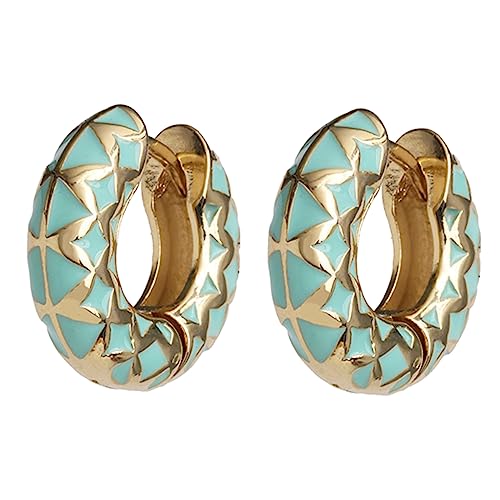 Bunte Emaille Geometrische Runde Kreis Hoop Ohrringe Für Frauen Vintage Ohrschnalle Huggie Ohrring Statement Schmuck Mädchen Gold Plated Emaille Plattiert von BUBEFSKD