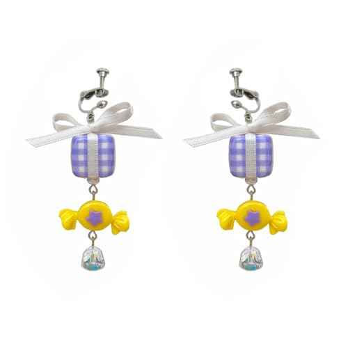 Candy Drop Dangle Ohrringe Harz Candy Drop Clip Cartoon Ohrring Geschenk Für Frauen Weihnachten Valentinstag Schmuck Leicht Und Komfortabel von BUBEFSKD
