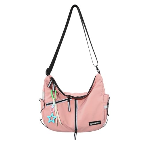 Cooler Hip Hop Nylon Crossbody Tasche Für Männer Und Frauen Streetwear Großer Kapazität Reißverschluss Reflektierendes Schulter Hip Hop Crossbody von BUBEFSKD