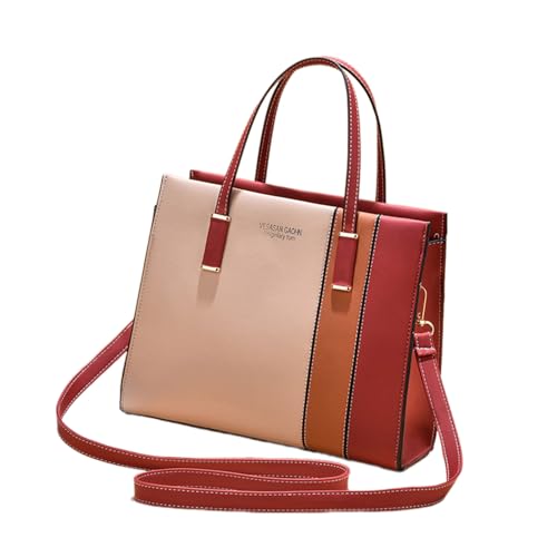 Damen Cross Body Umhängetasche Farbe Block Shouder Handtasche PU Leder Satchel Farbblock Cross Body Frauen Große Taschen Weiches Multi Tasche Plisöses Clutch Handtasche Handtaschen Modentaschen von BUBEFSKD