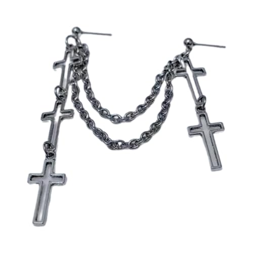 Einfache Quastenkreuz Pendellohrring Stilvolle Clip An Ohrringen Moderne Edelstahl Ohr Drop Handgeschenk Für Frauen Punk Ohrringe von BUBEFSKD