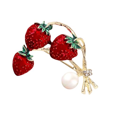 Einzigartige Strasssteine ​​Erdbeerbroschen Stecknadel Delikat von BUBEFSKD