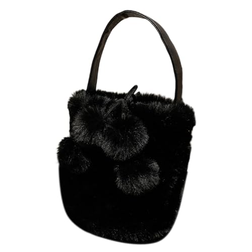 Fashion Eimer Taschen Für Mädchen Frauen Crossbody Tasche Mit Plüschiger Ball Pendell Schulter Trendy Vielseitige Dame Geldbeutel Eimer Tasche von BUBEFSKD