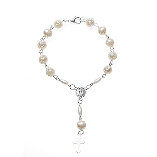 Katholische Kirche Kruzifix Kruzifix Anhänger Rosenkranzarmband Christus Gebet Harz Rosenkränke Perlen Kette Religiöse Schmuck Katholische Rosenkranzarmband Für Frauen Mädchen Gemeinschaft Kinder von BUBEFSKD