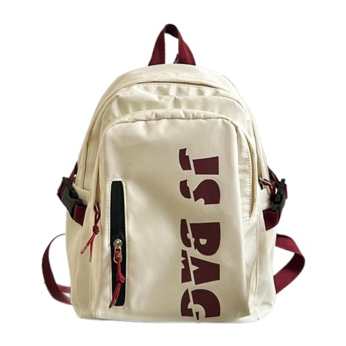 Koreanisch Briefe Solid Color School Tasche Mit Großer Kapazität Nylon Rucksack Studentenbuchbeutel Daypack Für Frauen Herren Multifunktionaler Rucksack von BUBEFSKD