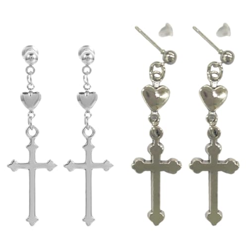 Kruzifix Herz Dangle Ohrringe Frauen Mädchen Fashion Drop Vintage Schmuck Weihnachten Halloween Geschenke Drop Ohrringe Set Für Mädchen Frauen von BUBEFSKD